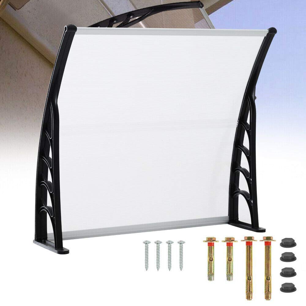 zadaszenie drzwi wejściowych, zadaszenie jednospadowe, zadaszenie drzwi, tworzywo sztuczne, listwy aluminiowe, ochrona przed warunkami atmosferycznymi (150 cm)