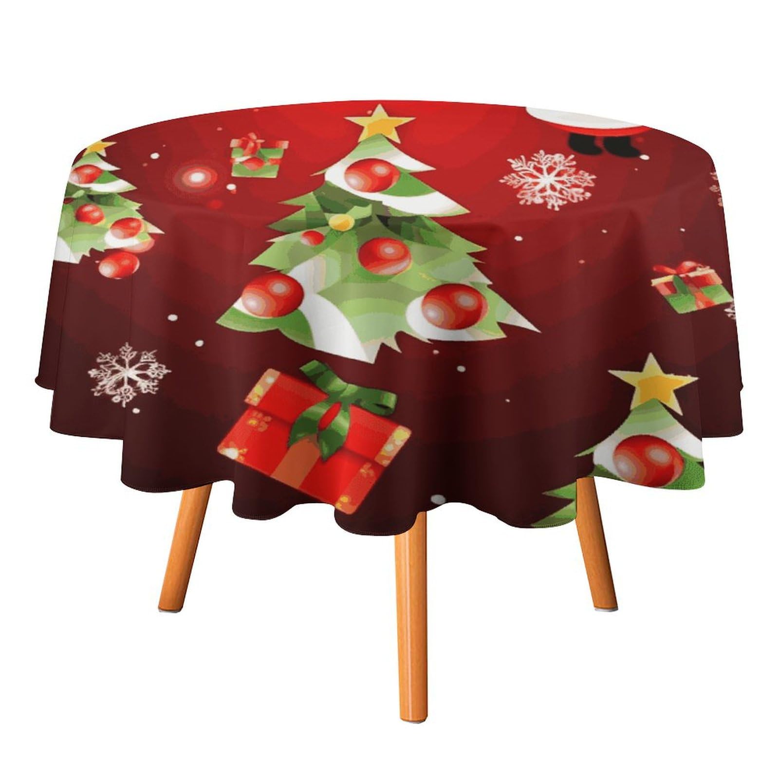Nappe ronde Merry Christmas imperméable lavable anti-tache pour table de fête