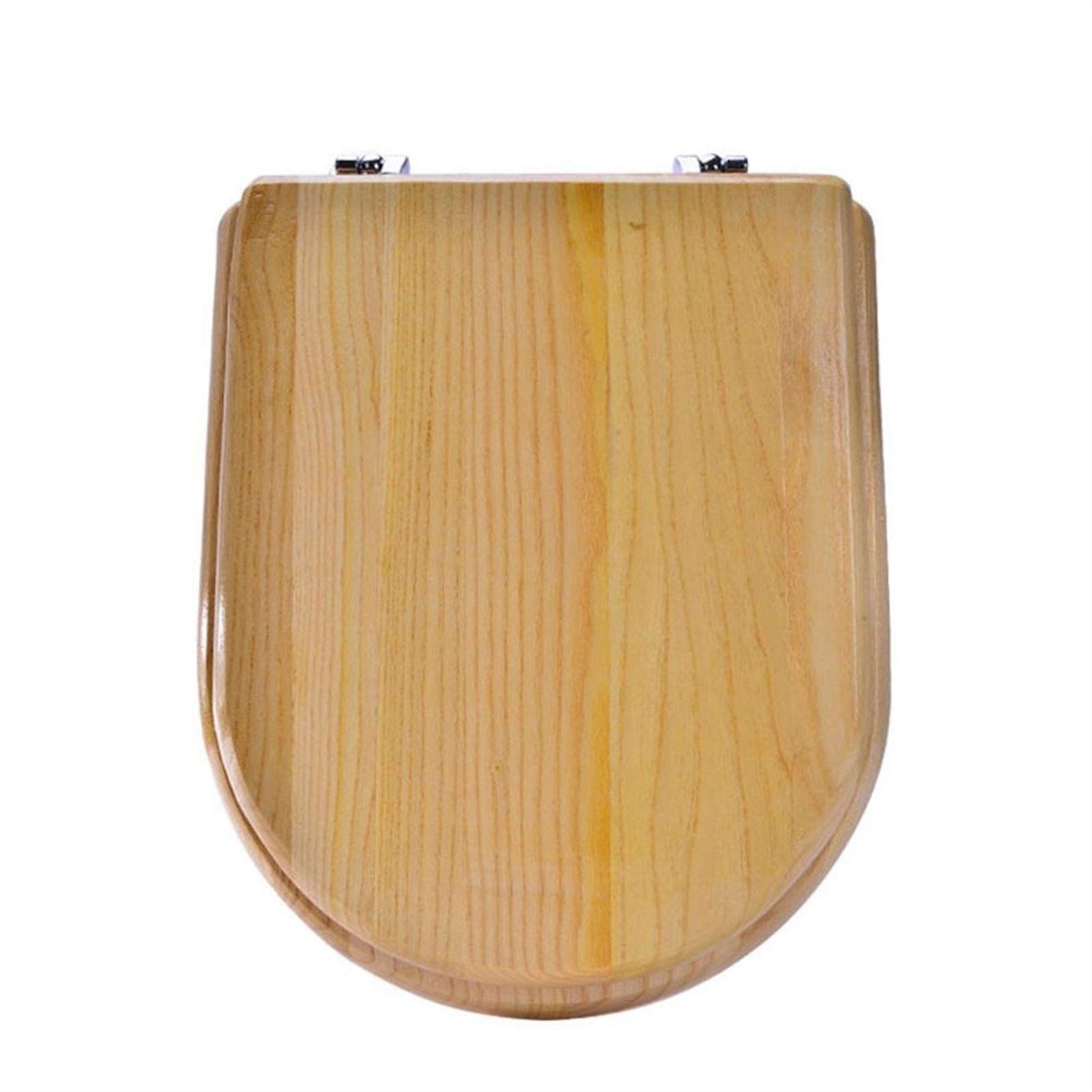 Wc-Sitz Antibakterieller Premium Holz Toilettendeckel Easy clean Einfache Montage, Beige (Size : XD Shape)