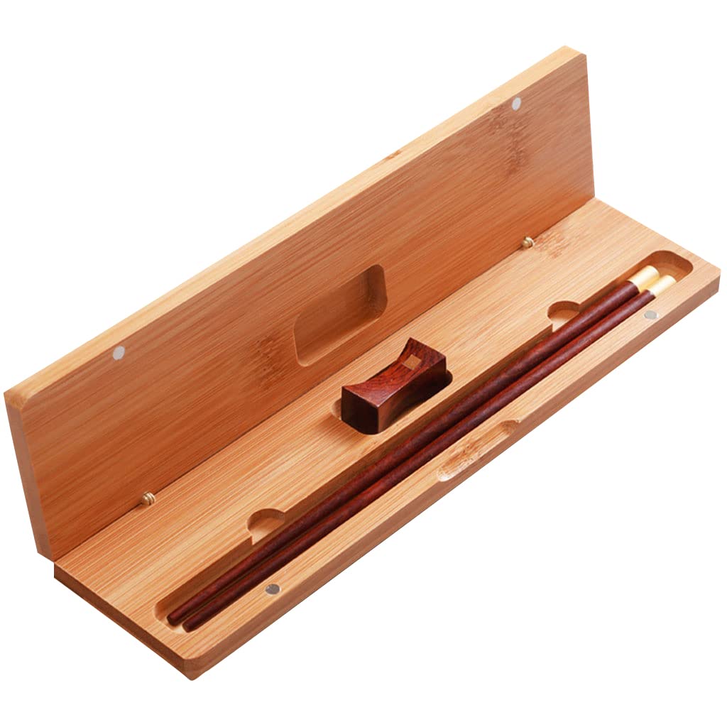 Coffret Cadeau de Baguettes réutilisables en Bois avec étui, Baguettes à Sushi japonaises Rondes, Baguettes Chinoises de Luxe en Bois Naturel, Baguettes antidérapantes, Baguettes l(1 Pair)