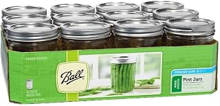 Ball Wide Mouth Pint Mason Jars 16oz - 12 Pack Glass Jars with Lids & Bands for Canning, Crafting, Storage | BPA-Free USA-Made