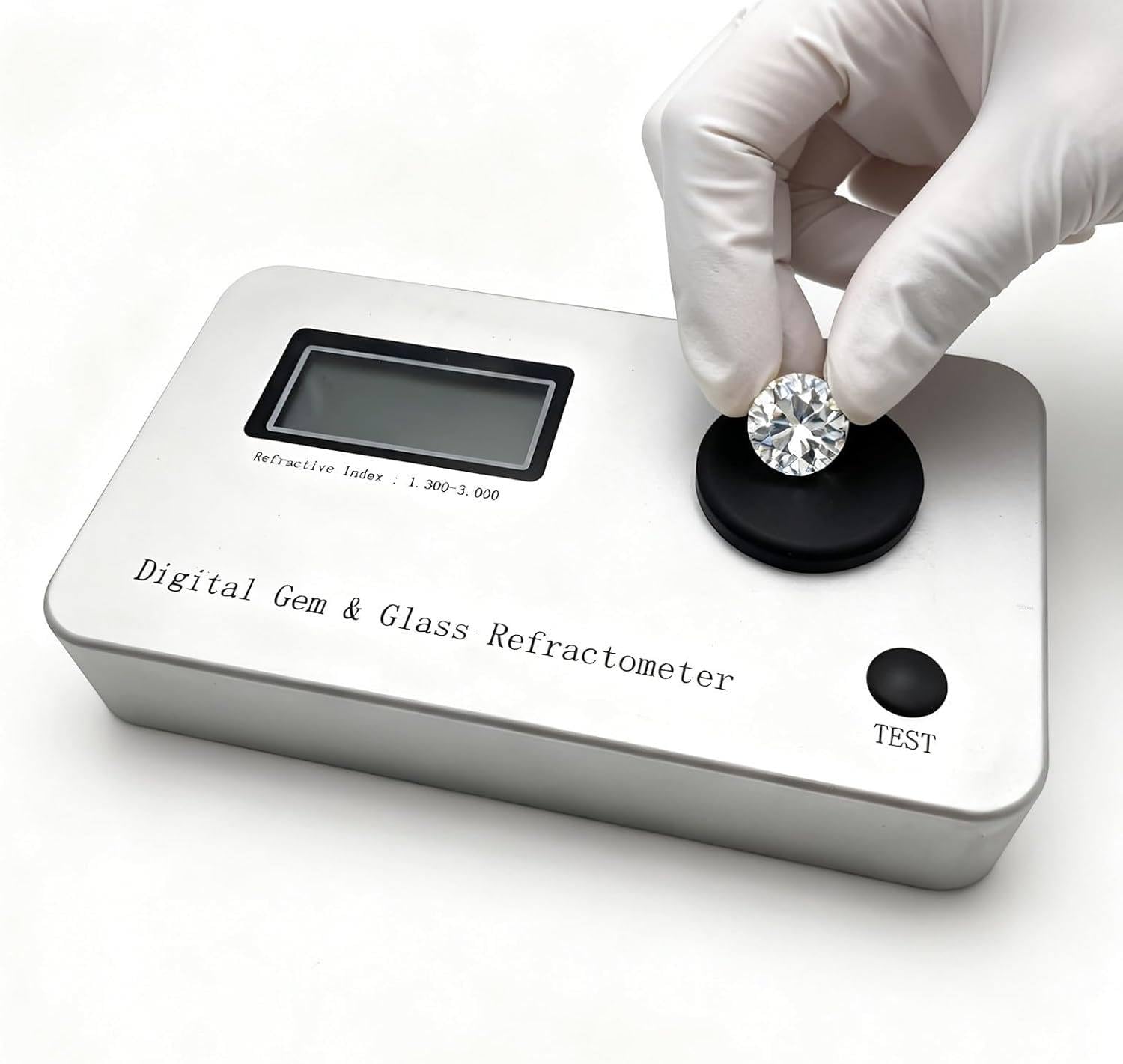 Probador de gemas portátil, refractómetro profesional con pantalla LCD, batería de 700 mAh, índice de refracción 1.300-3.000, prueba joyas pequeñas y montadas