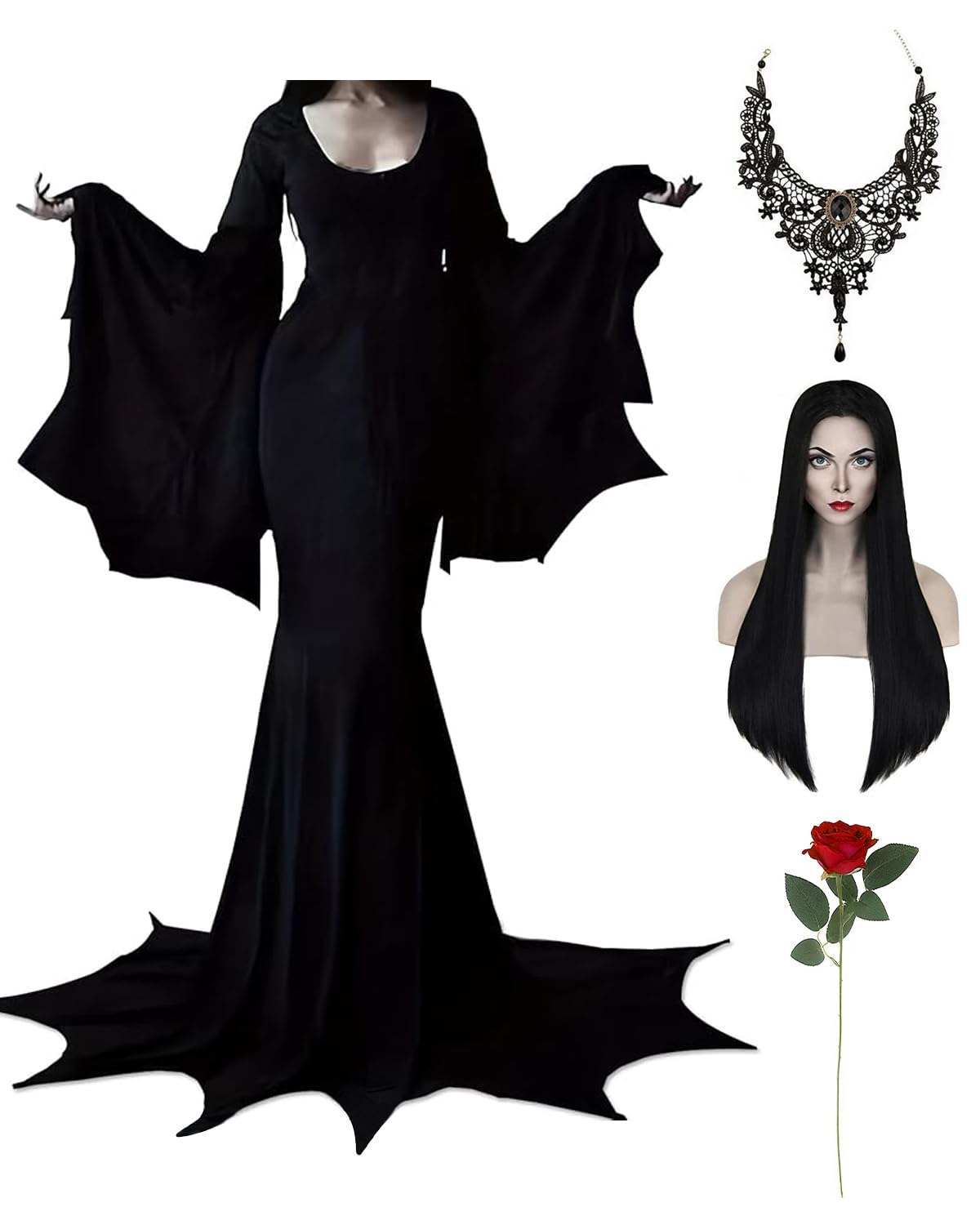 Halloween Morticia Addams Costume Large