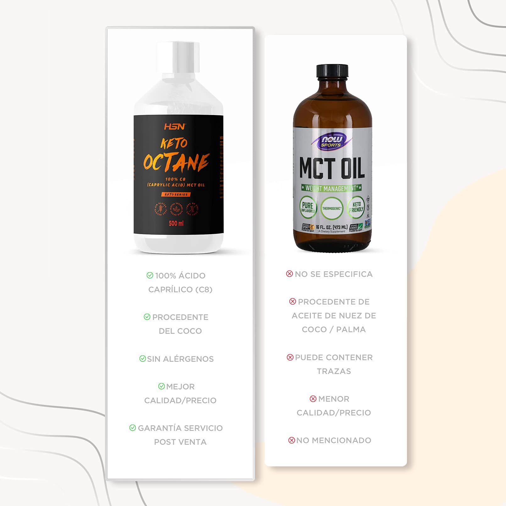 Aceite de Coco MCT C8 Keto Octane de HSN | 1000 ml = 66 Tomas por Envase de 100% Puro Ácido Caprílico | Ideal Dieta Keto y Paleo | Sin Palma ni Colza | NO-GMO, Vegano, Sin Gluten