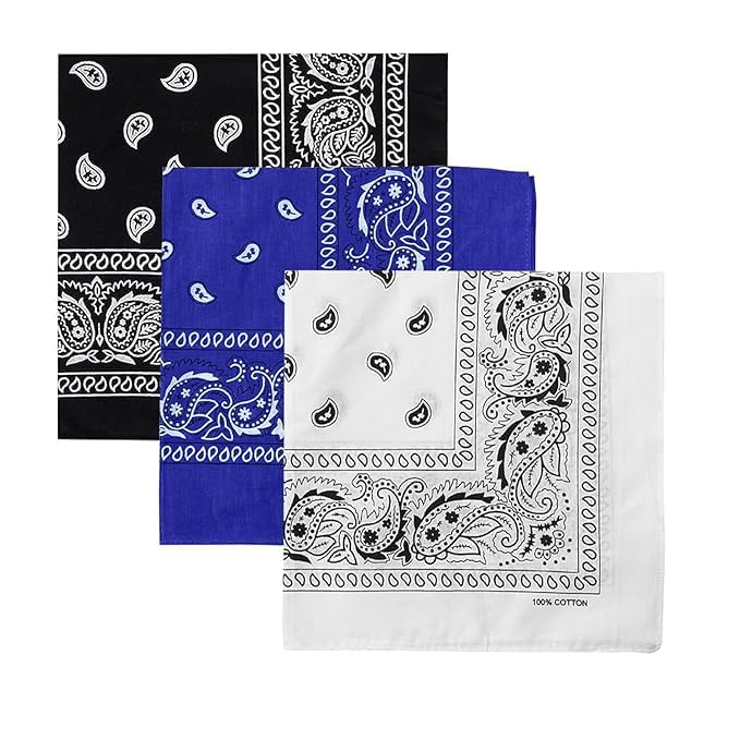 Unisex Soft Breathable Cotton Paisley Printed Cowboy Bandanas,Headband,Scarf (Multicolour_50CM X 50CM) Pack of 2,3-image-37