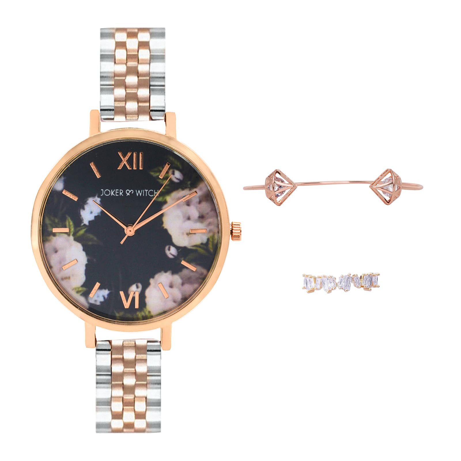 Joker & Witch Stainless Steel Odelia Love Triangle Women Analogue Watch Gift Sets, Black Dial, Multi-Color Band (B0CC4W66BZ) Amazon Price History, Amazon Price Tracker