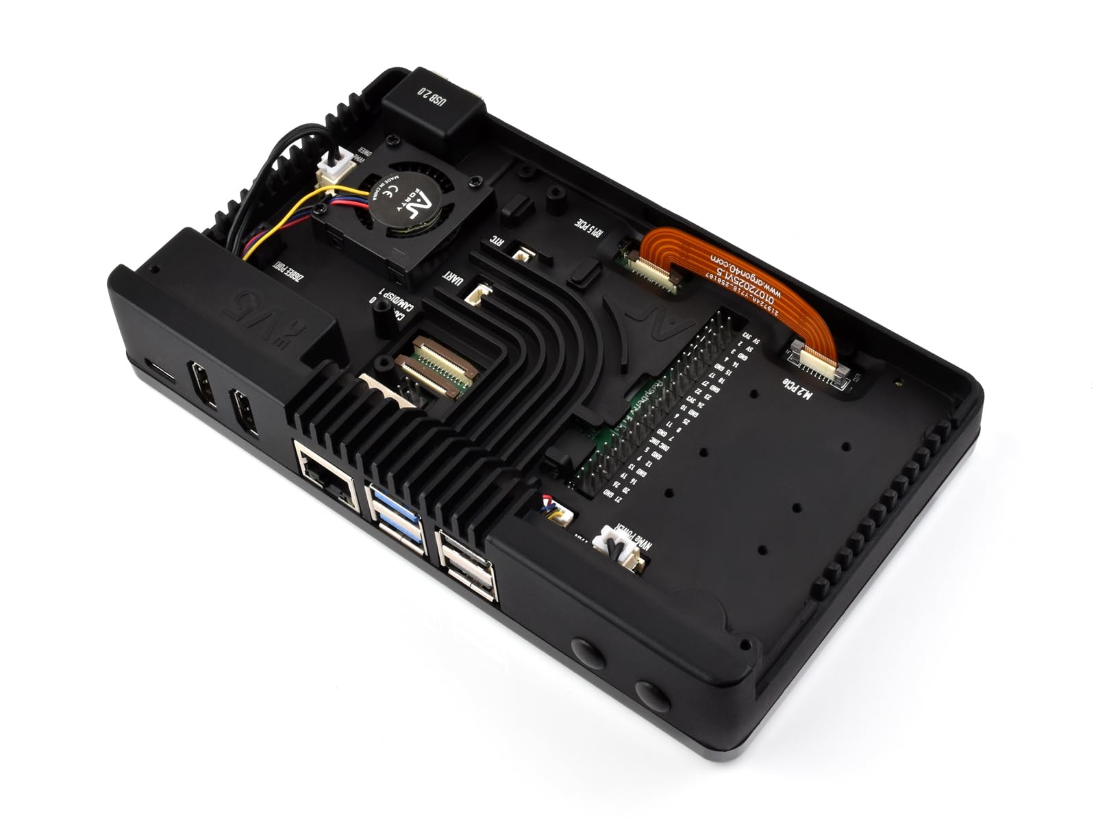 Waveshare ARGON ONE V5 Case For Raspberry Pi 5, Dual M.2 NVMe PCIe Slots, Aluminum Alloy Case, Built-in Cooling Fan, Compatible With Standard Raspberry Pi HATs