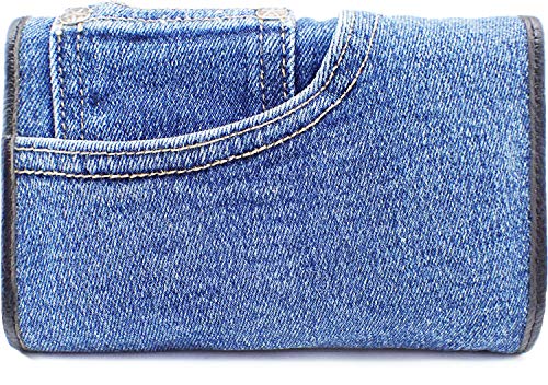 Upcycling Denim Trifold Money Coin ID Window Card Holder Organizer Compact Short Wallet Purse2