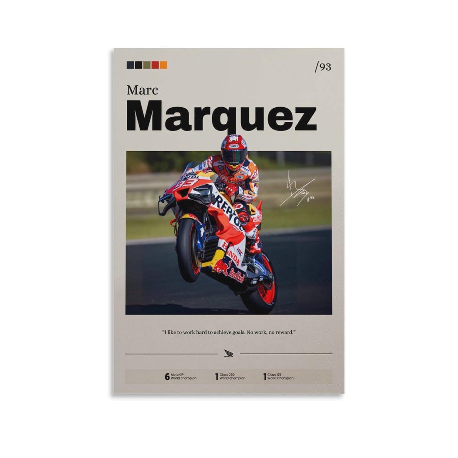 Marc Márquez Poster 50x75cm - Leinwand Druck Motorrad Rennfahrer Deko Für Zimmer & Büro