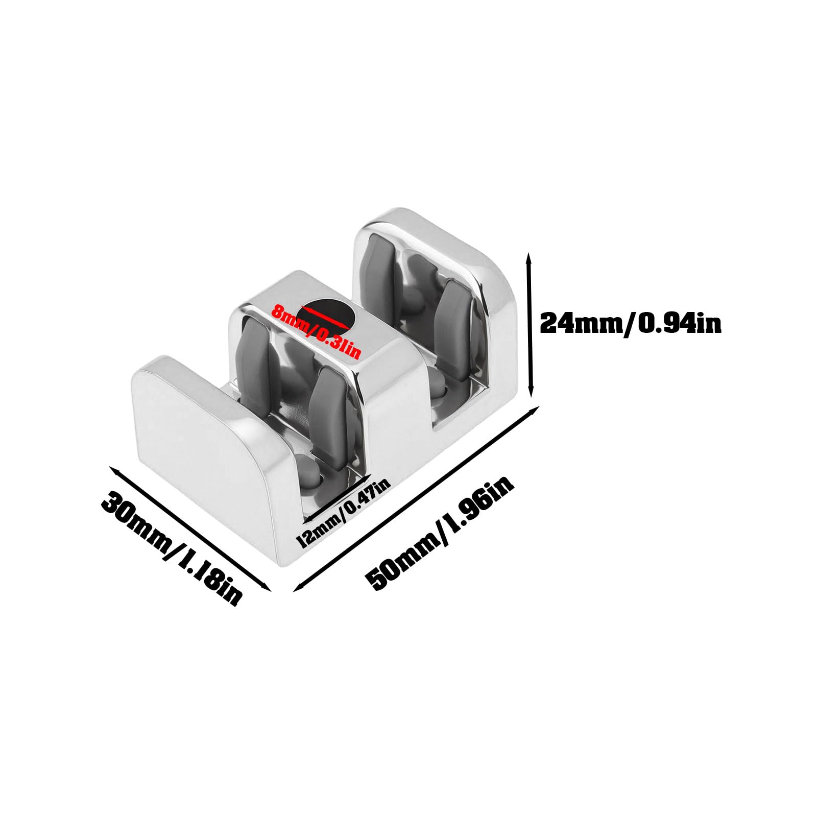 Be In Your Mind 4pcs 8mm Anti-Collision Stopper Side Guide Suitable for Glass Bathroom Sliding Door Shower Room Sliver(50 X 30 X 24mm) - Image 4