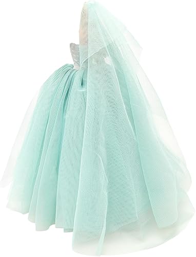 Miniatura 6 de BARWA Vestido de novia azul claro con velo Fiesta de noche Princesa Vestido azul claro para muñeca de niña de 11.5 pulgadas