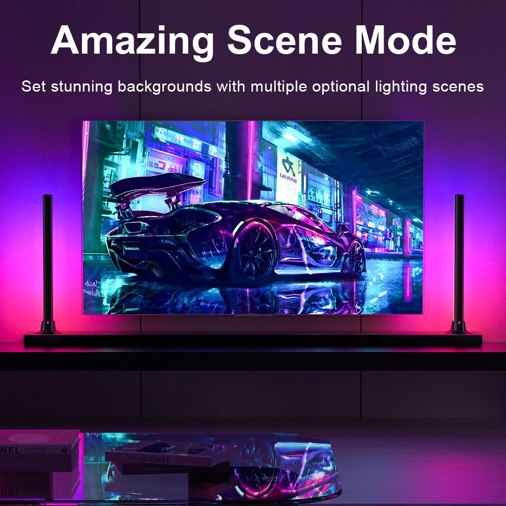 Barra de Luz LED RGBIC 42 cm, Lámpara Gaming USB con App Bluetooth, Iluminación 270° y Sincronización Musical, Luz Ambiente para Monitor, TV y Escritorio