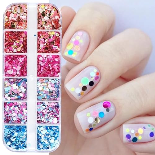 Flowers Nail Glitter Cherry Blossoms Nail Art Sequins 3D Holographic Nail Art Glitter 12 Colors Nail Sequins Glitter Design Nail Charms For Women Nail Decoration #TOP3