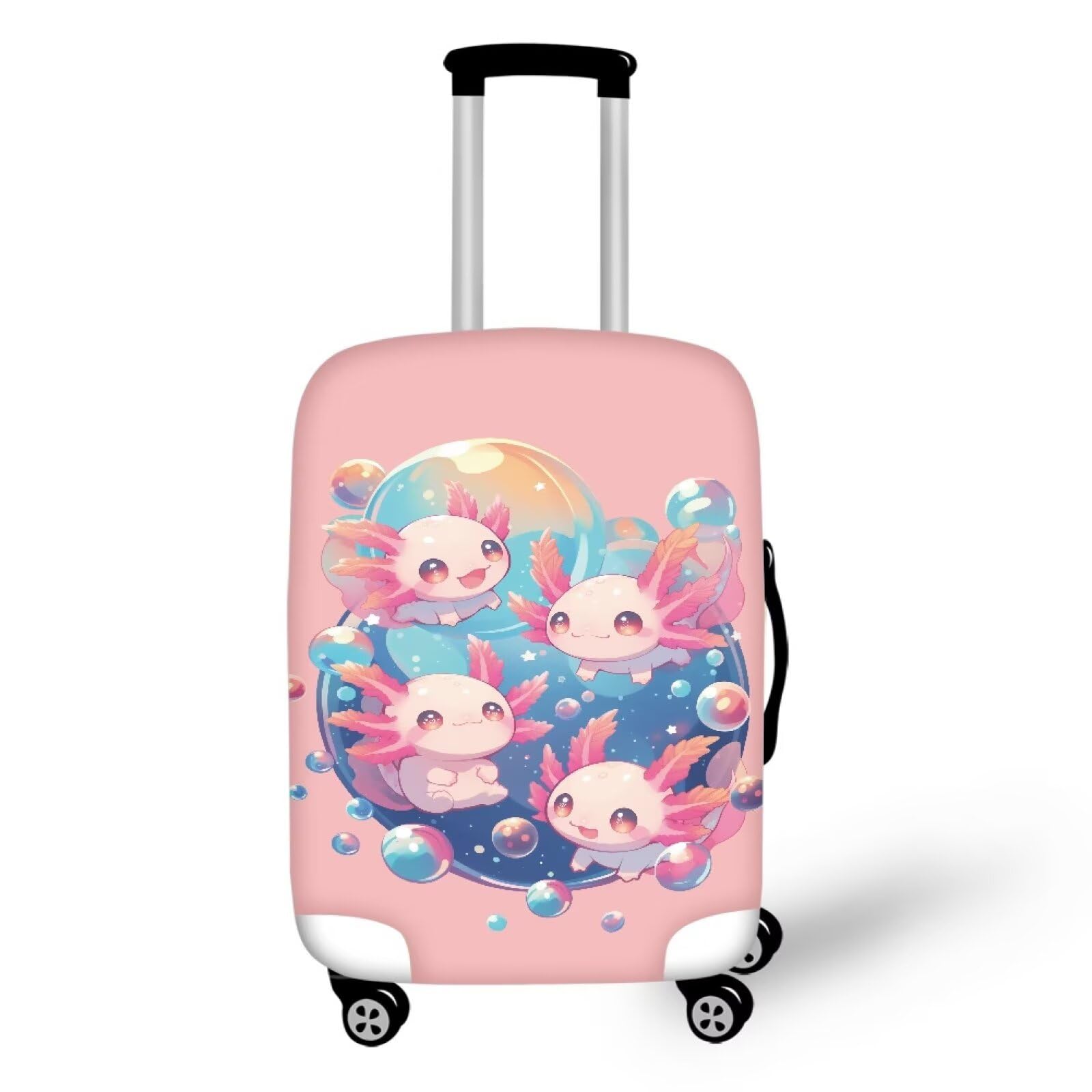 Ystardream Pink Axolotl Family Travel Luggage Cover Purple Mandala Moon, High Elasticity Washable Travel Baggage Protector Case 22in-24in