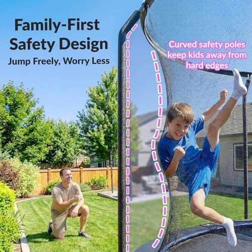 Image of ACWARM HOME Trampoline Outdoor 15FT Trampoline with Basketball Hoop and LED Lights, Recreational Trampolines for Kids and Adults with Net and Ladder, ASTM Approved, Purple