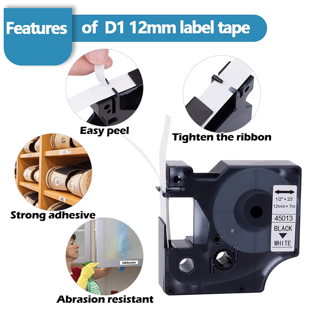 Dymo S0720530 / 45013 tape zwart op wit 12 mm (origineel