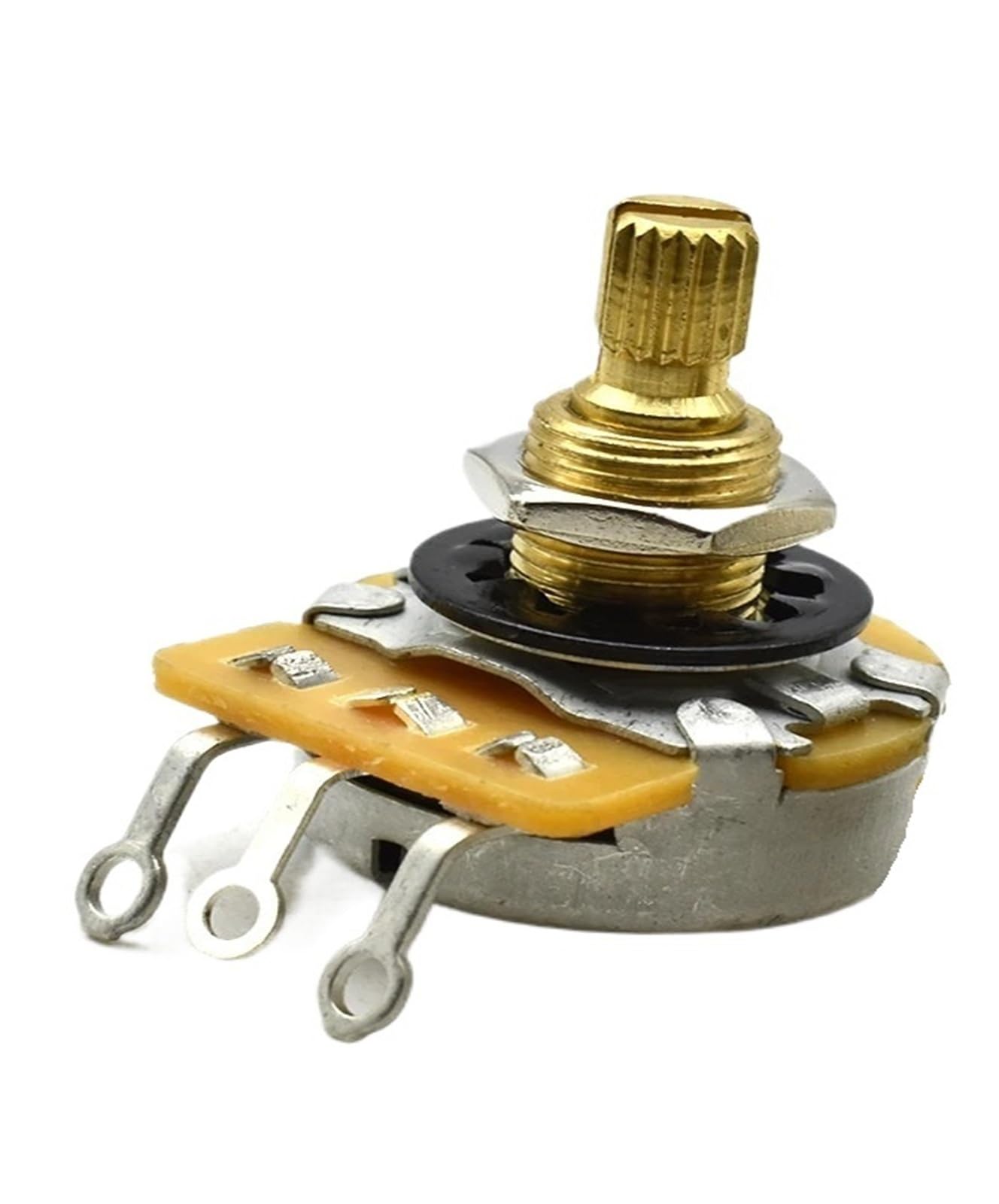 Potenciómetros de latón puro de tamaño completo, eje dividido largo, A500K B500K/A250K /B250K, Control de volumen de tono for bajo de guitarra, 12 Uds.