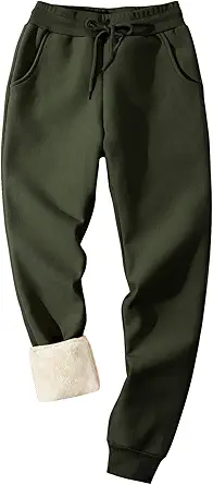Flygo Men's Fleece Lined Sherpa Sweatpants Winter Warm Pants Jogger Lounge Athletic Pant with Pockets