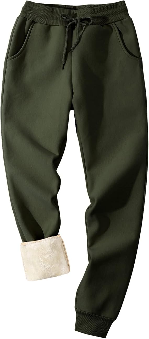 Flygo Men's Fleece Lined Sherpa Sweatpants Winter Warm Pants Jogger Lounge Athletic Pant with Pockets