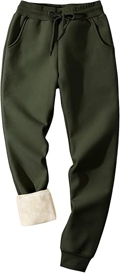 Flygo Men's Fleece Lined Sherpa Sweatpants Winter Warm Pants Jogger Lounge Athletic Pant with Pockets