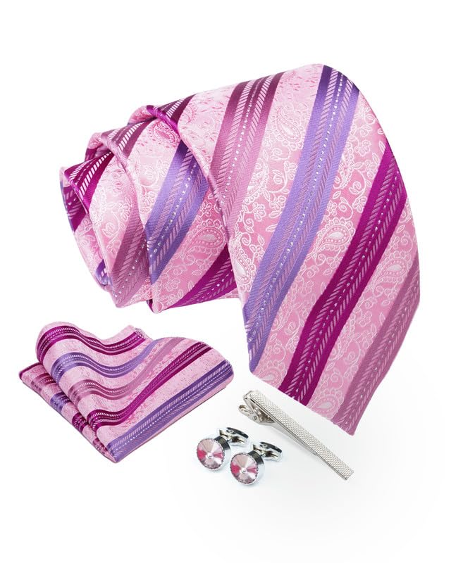 AxlonTie for Men – Dotted Silk Neck Ties Set with Cufflinks Flower Pin, Pocket Square & Black Gift Box, Combo Necktie Sets for Office Wear, Formal Suits & Weddings (0, TPST2pn)