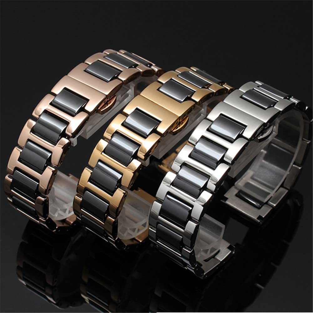 Uhrenarmband 12mm 14mm 16mm 18mm 20mm 22mm Edelstahl Keramik Uhrenband Männer Frauen Schmetterling Schnalle Armband Band