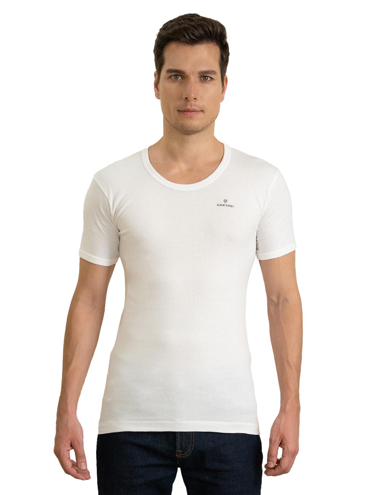lux cozi Men's White Half Sleeves Cotton Vest-picture-22
