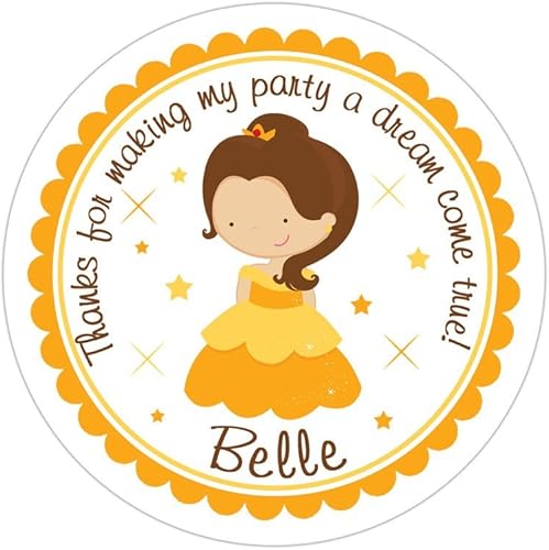 Personalized Customized Birthday Party Favor Stickers - Princess Belle Beauty and the Beast - Round Labels - Choose Your Size Personalized Customized Birthday Party Favor Stickers - Princess Belle Beauty and the Beast - Round Labels - Choose Your Size