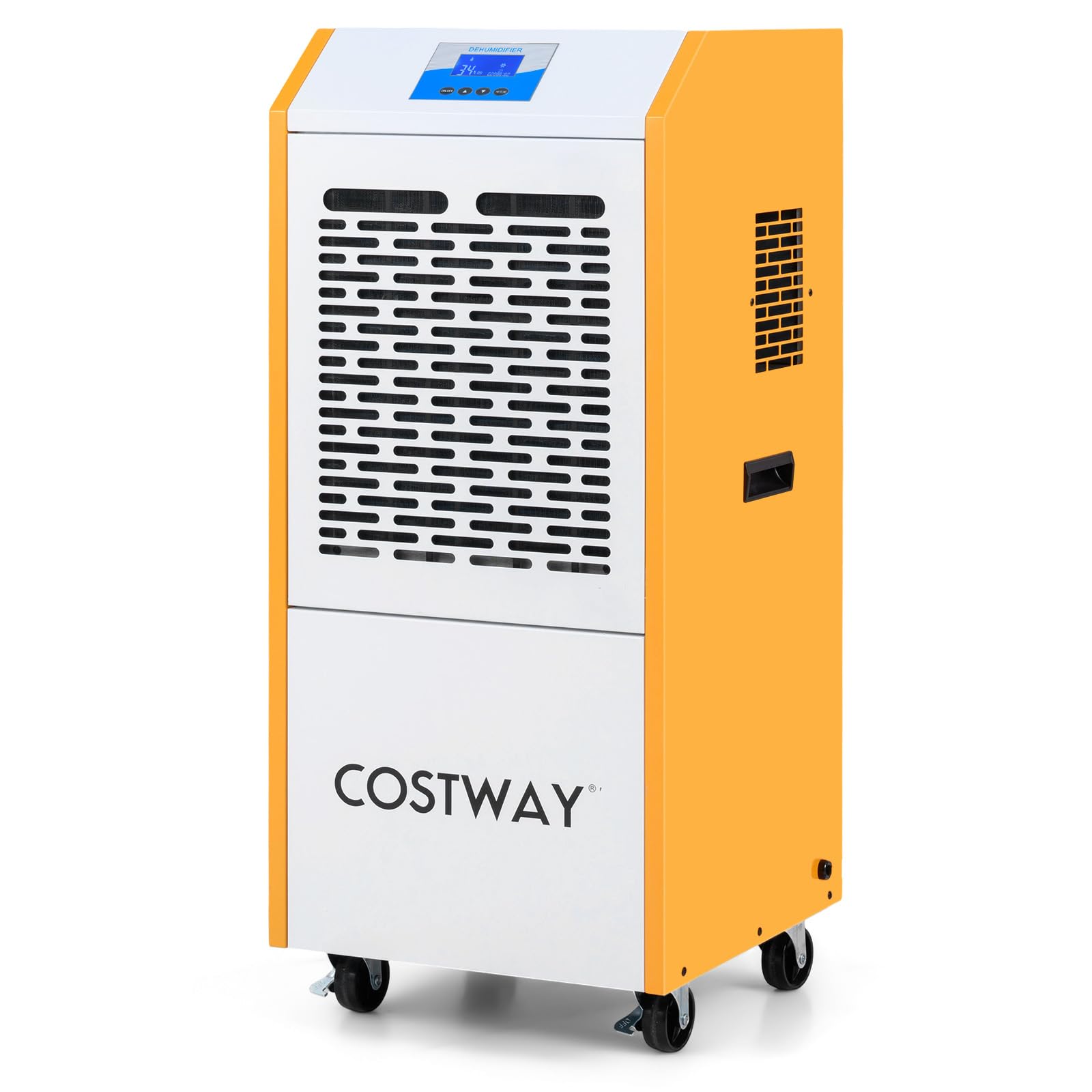 COSTWAY 90L/Tag Luftentfeuchter kommerziell, Bautrockner mit Pumpe, Ablaufschlauch, 4 Rädern, 24H Timer, Digitalanzeige, Industrie Trocknungsgerät, Entfeuchtungsgerät für Keller, Lager, Garage