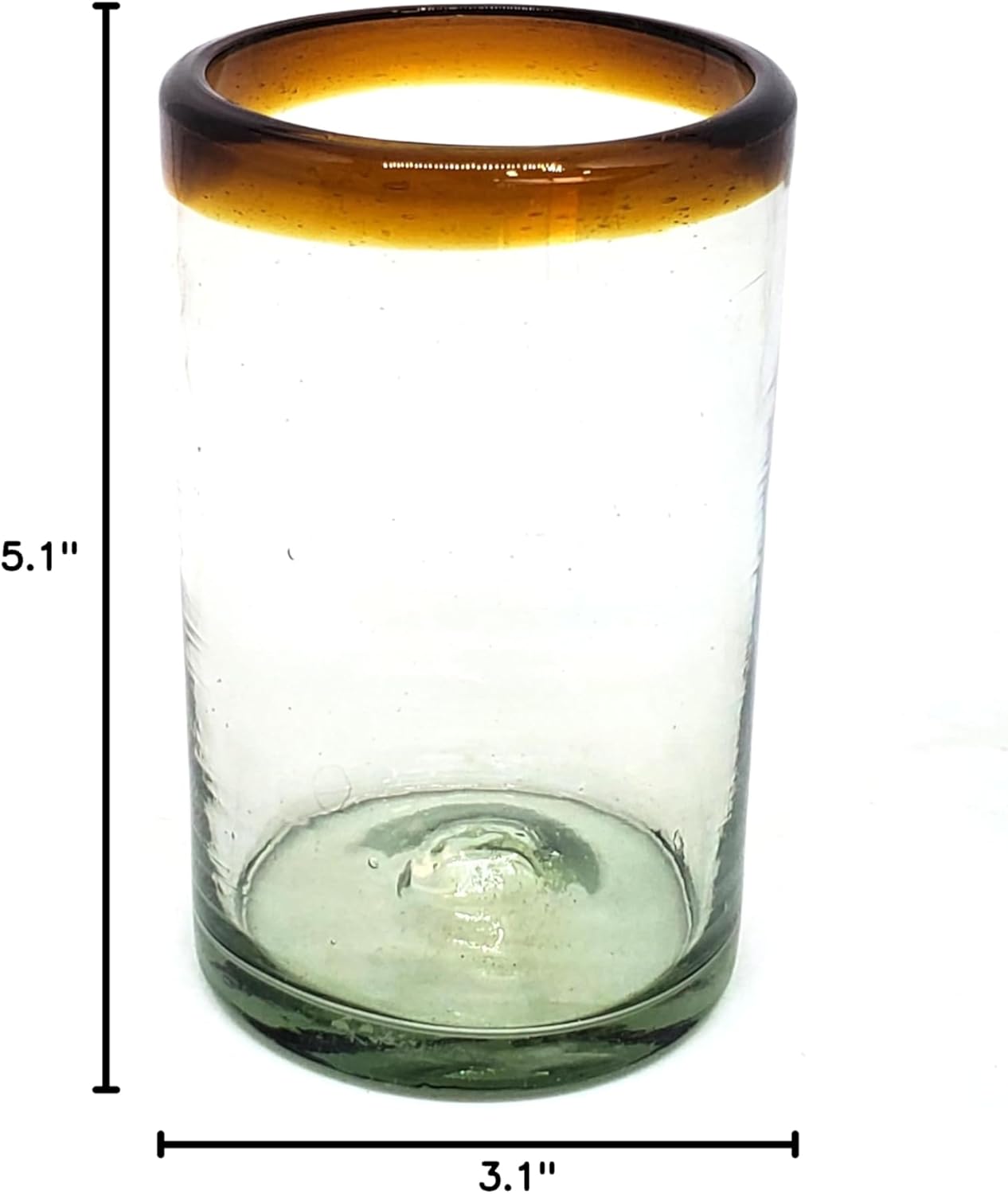 Amber Rim 14 oz Drinking Glasses (set of 6), Recycled Glass, Lead-free, Toxin-Free (Drinking) - Image 9