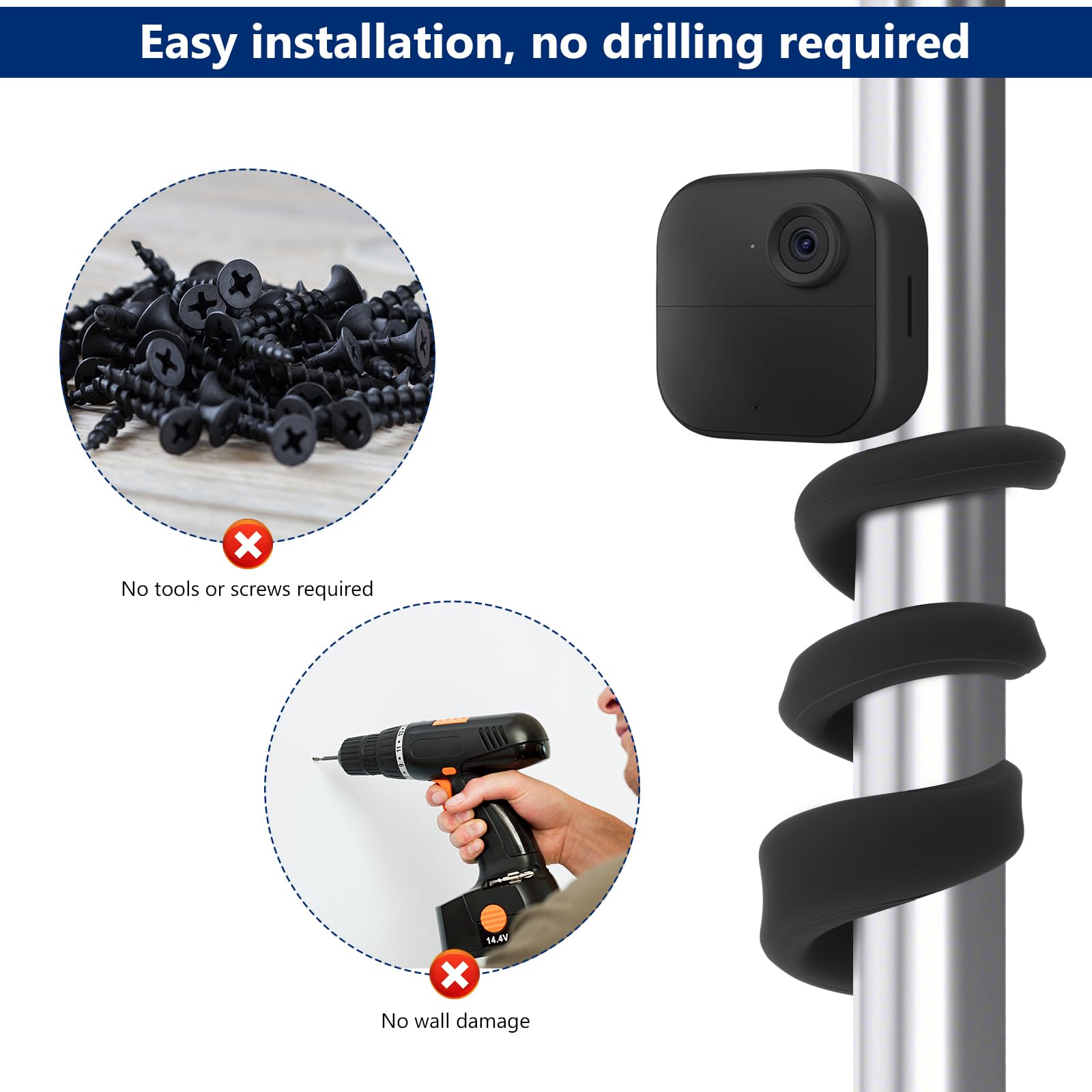 2 unidades de montaje flexible para cámara, soporte giratorio compatible con Blink Mini/Mini 2, Blink Outdoor 4 (4th Gen)/(3ª generación), XT/XT2, cámara interior (2, negro)