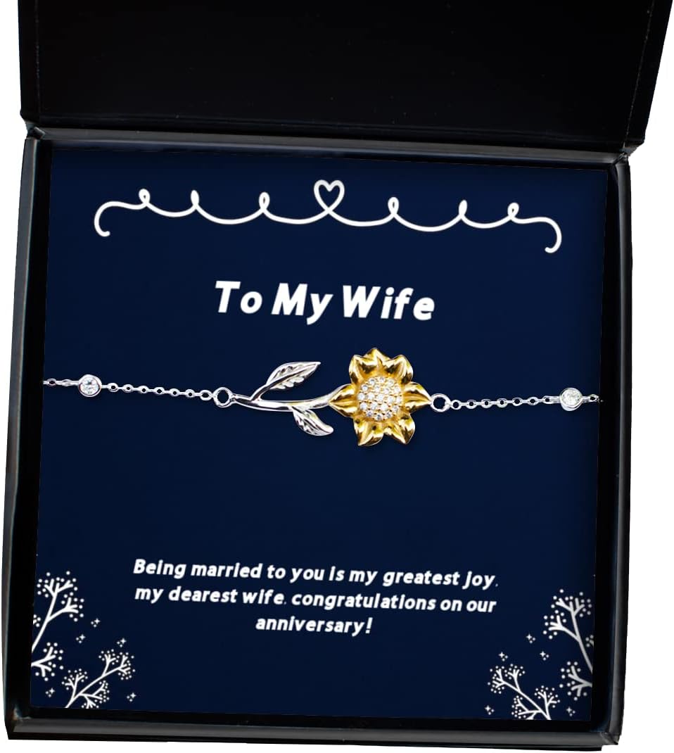 Funny Wife Sunflower Bracelet, Being Married to You is My Greatest Joy, My Dearest Wife,!, Present for Wife, Cute from Husband