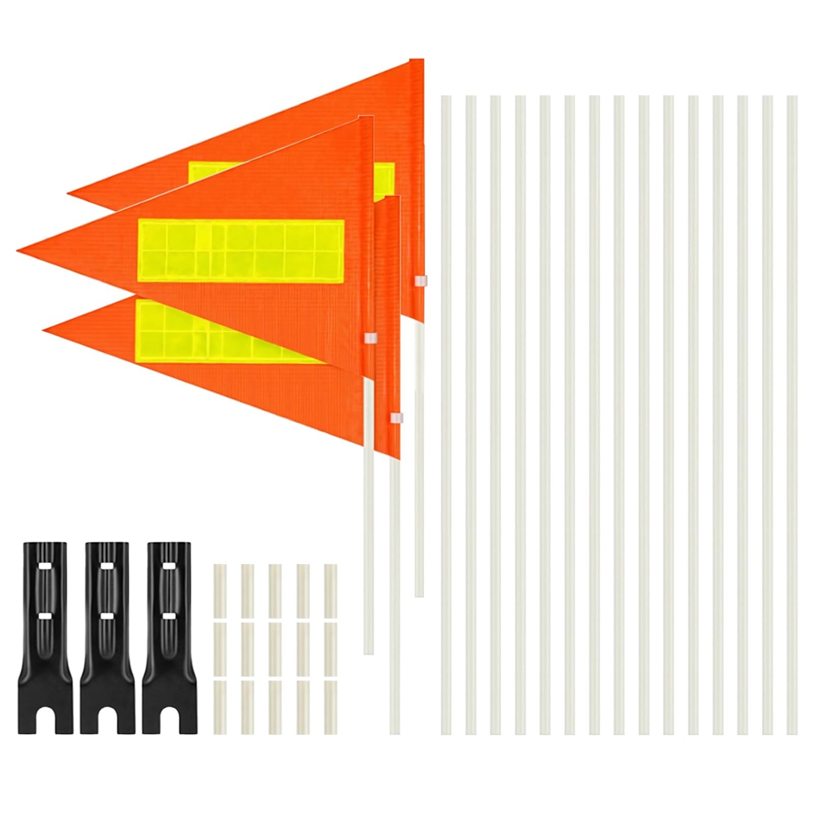 3 Sets Fahrrad-Flaggenmast, reflektierende orange Fahrrad-Sicherheitsflagge, Fiberglas-Fahnenmast, verstellbare Höhe, Metallhalterung, für Kinderfahrräder, 10 x 8 Zoll / 26 x 21 cm