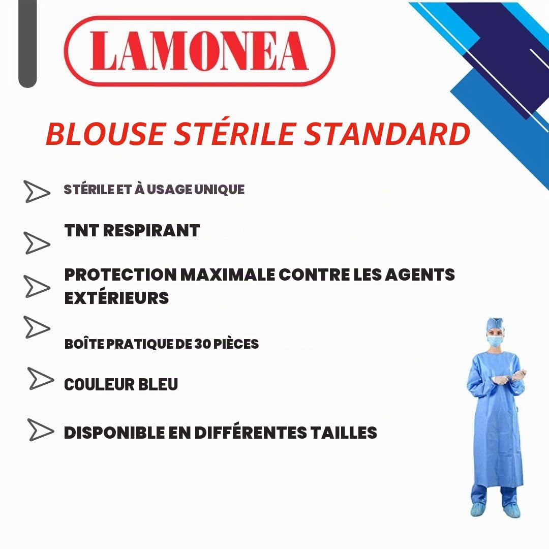 30 chemises stériles chirurgicales standard bleu clair certifiées CE - Blouse jetable, respirante, protection maximale - 2 lingettes à main incluses - Différentes tailles (XL) - FGSG-SM40XL