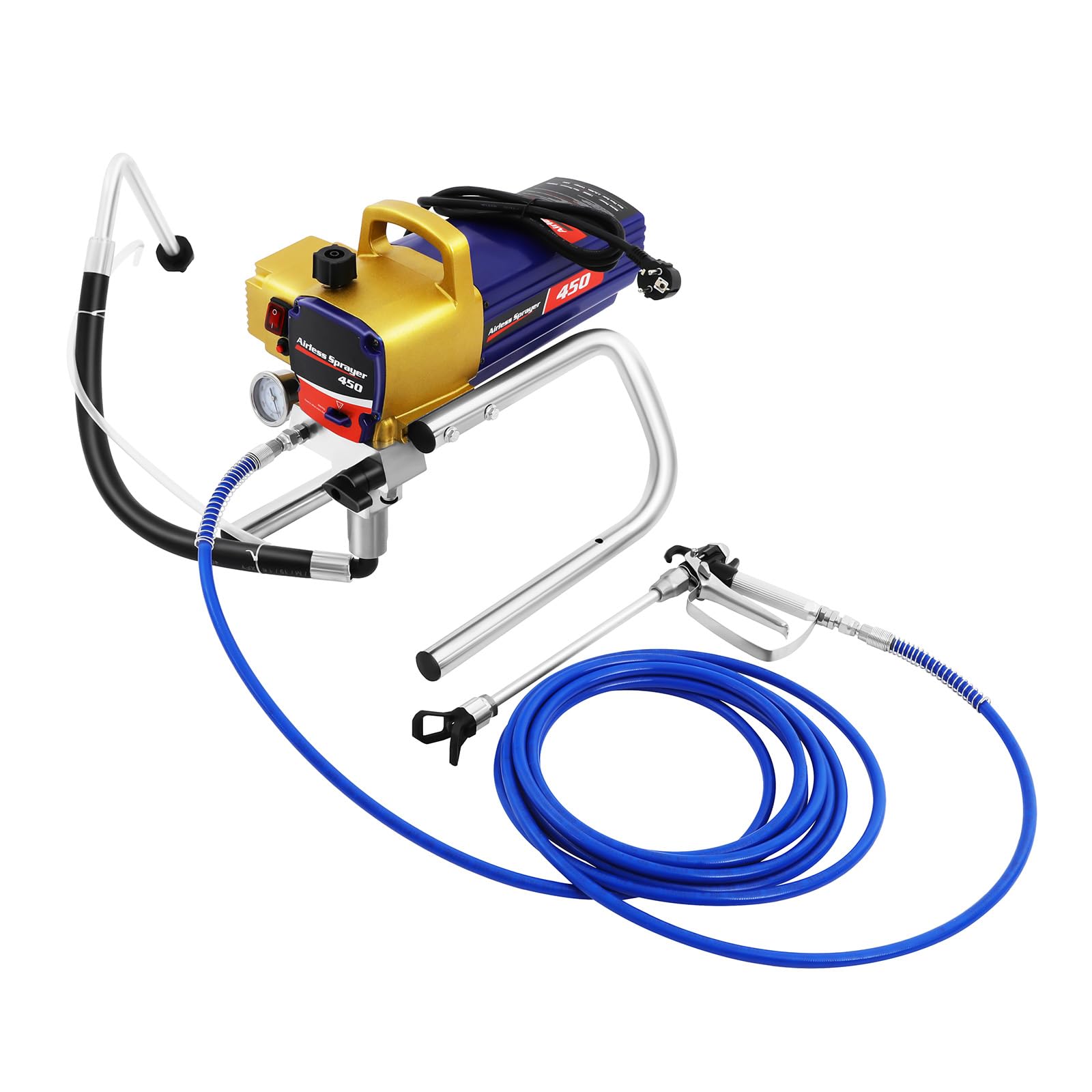 Airless Farbspritzgerät Elektrisch Farbsprühsystem Farbspritzpistole mit 8m Hochdruckschlauch Wandfarbe Sprühgerät Sprühfarbe Spritzgerät Hochdrucksprüher für Decke Zäune Reihenhaus