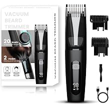 Vacuum Beard Trimmer for Men, No Mess Trimming, 40 Adjustable Lengths Dial, Smooth Ceramic Blade for Sensitive Skin, Waterproof Wet/Dry, LED Display, USB-C Grooming Kit-Matte Black