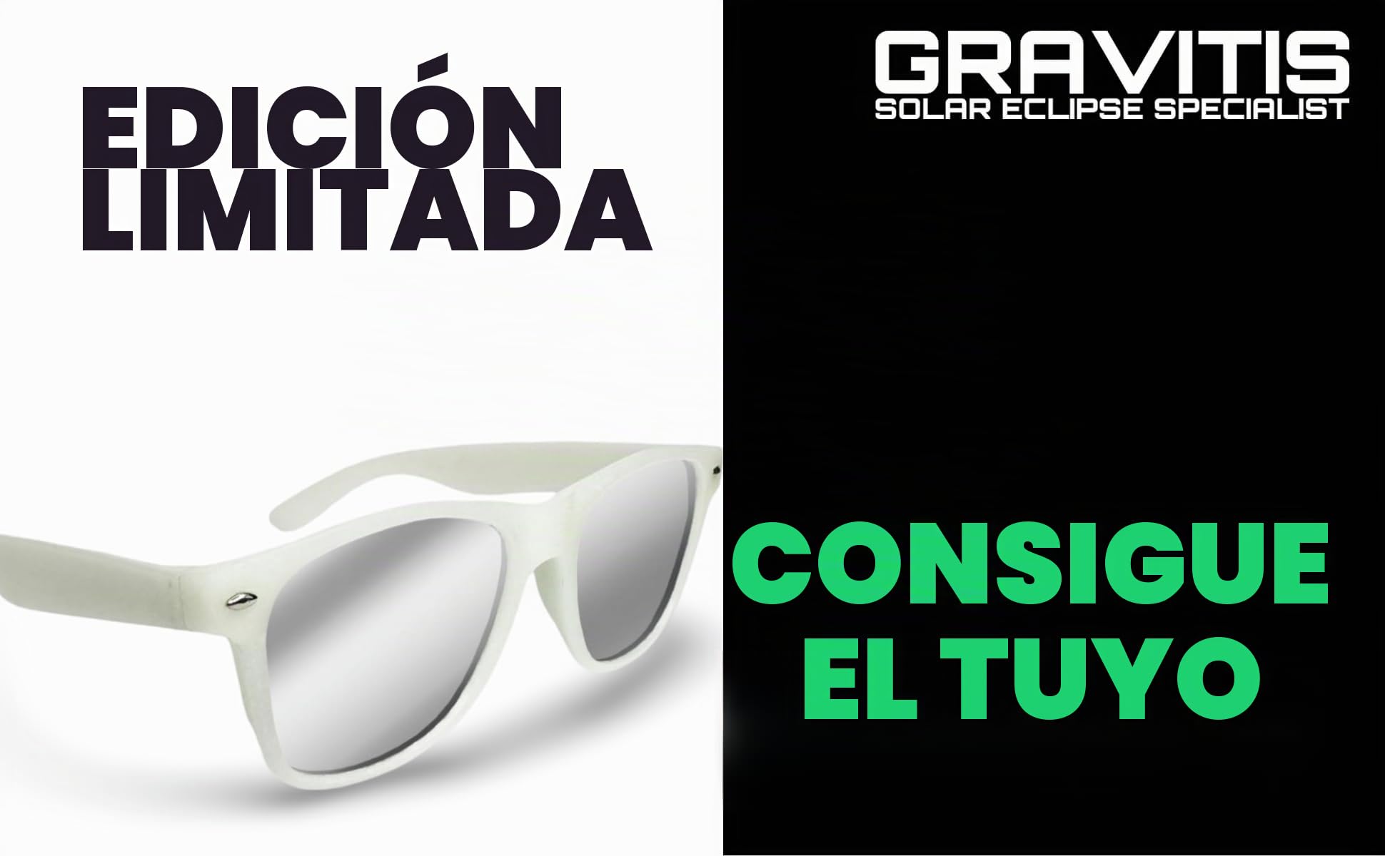 Gafas Eclipse Solar Homologadas ISO 12312-2 | Brillan en la Oscuridad Glow-in-the-Dark | Plástico Reutilizable | CE EPI Categoría II | Eclipse Total España 12 Agosto 2026