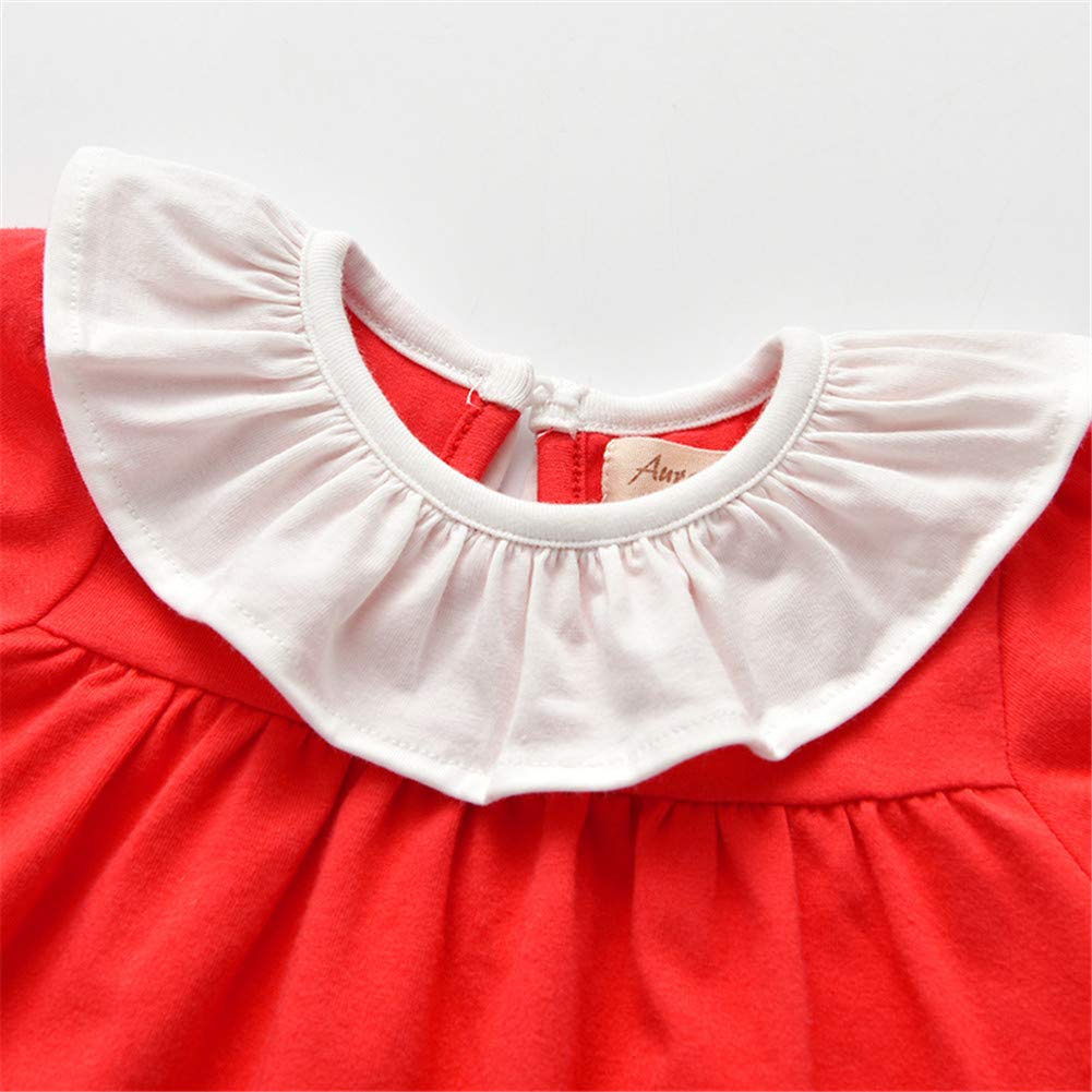 Infant Baby Girls Short Sleeve Ruffles Summer Red Dress 1 Year Baby Girl Dress for Birthday (73 (9M))