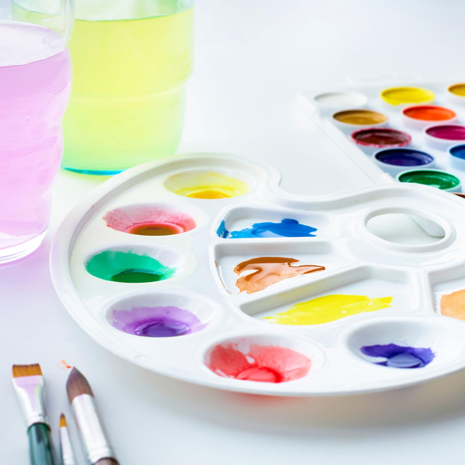 PATIKIL Set Di Pennelli, 200Pcs Pennelli Acrilici Setole In Nylon Per Acquerello Pittura A Olio Miniature Dettagli Pittura Su Roccia, Bianco