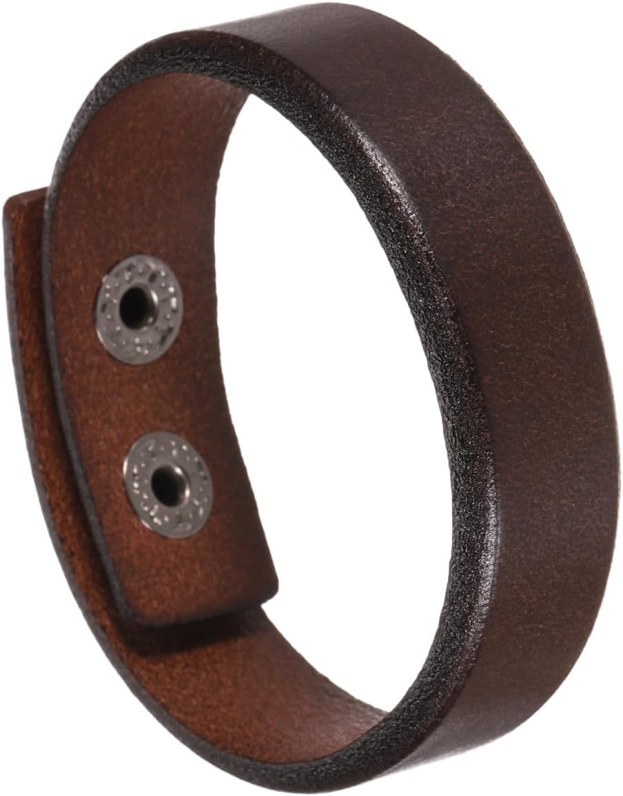 Generic Plain Leather Bracelets Buckle Leather Snap Bracelets Adjustable Blank Wrist Cuffs DIY Craft Wristbands for Men Women Jewelry Making, Dark Brown
