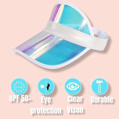 Miniatura 5 de MapleLeaf Paquete de 7 viseras de plástico para equipo de novia, viseras holográficas para fiesta de novia, fin de semana de despedida de soltera,