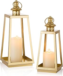 Gold Lanterns Decorative Indoor: Outdoor Front Porch Decor 12.6