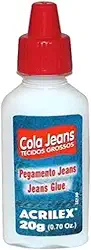 Cola Jeans Tecidos Grossos Alta Fixação 20g Atóxica Ideal para Reparos Customizações Jeans Não Tóxica, Resistente à Agua