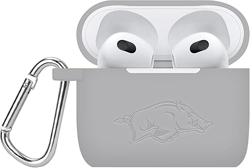 Miniatura 3 de Affinity Bands Arkansas Razorbacks - Funda de silicona grabada compatible con Apple AirPods Gen 3 (carmesí)