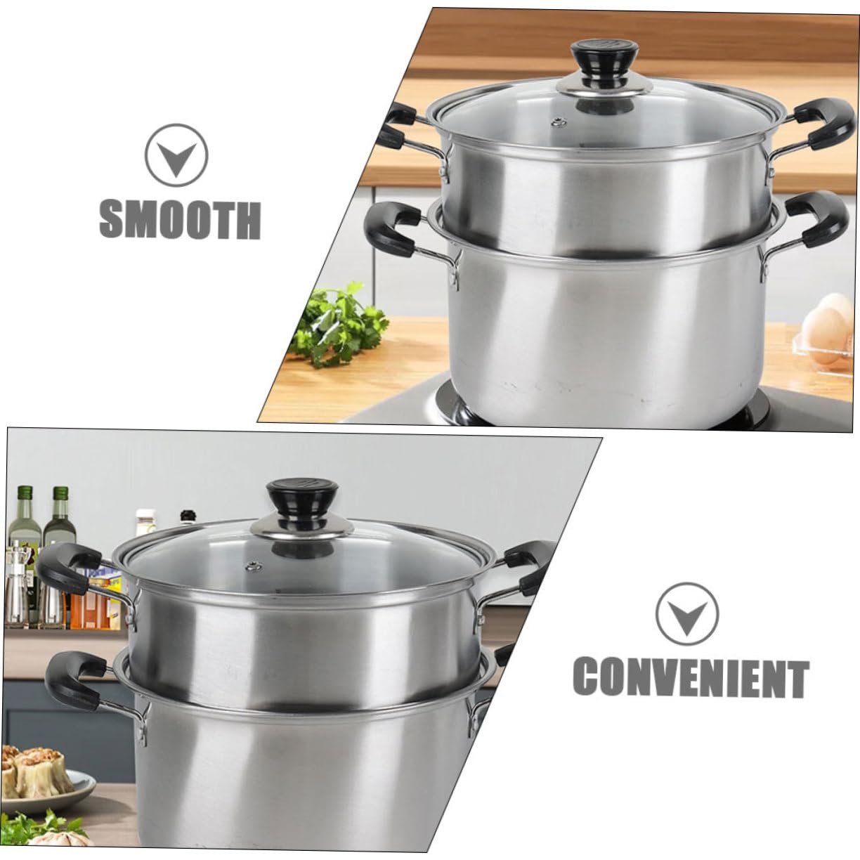 Olla de Vapor de Acero Inoxidable Práctica y Exquisitamente Fabricada, Juego de 1 Set Vaporera para Cocinar Sopas y Verduras en Cocina Doméstica