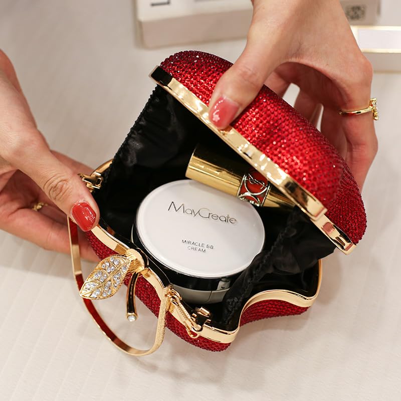 Image of pearl&she Sparkly Apple Rhinestone Handbags Diamond Women Evening Bags Bling Minaudiere Clutch Crystal Purses For Party.