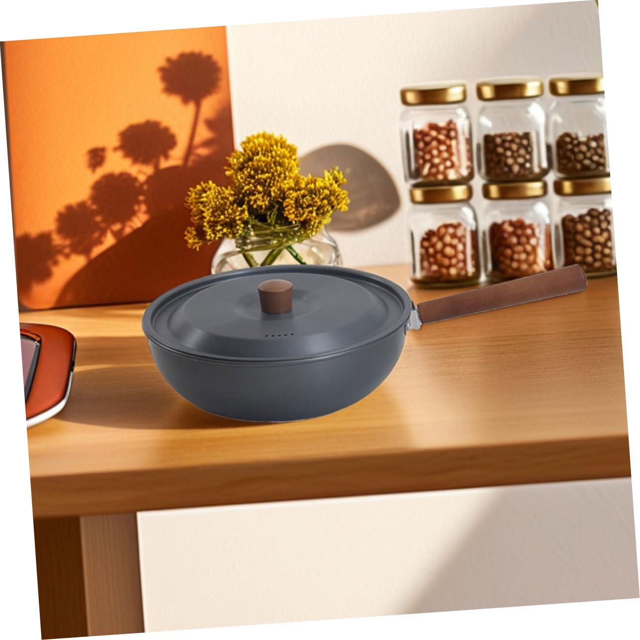 UKCOCO Poêle à Frire de Camping en Alliage D'aluminium, Surface Antiadhésive, Poignée Amovible, Chauffe Uniformément, Cuisine Extérieure et Pique-niques