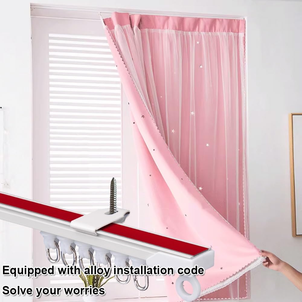 Support de tringle à rideau auto-adhésif réglable en alliage d'aluminium sans perçage - 340 cm - Parfait pour les cloisons de séparation et fenêtres de douche