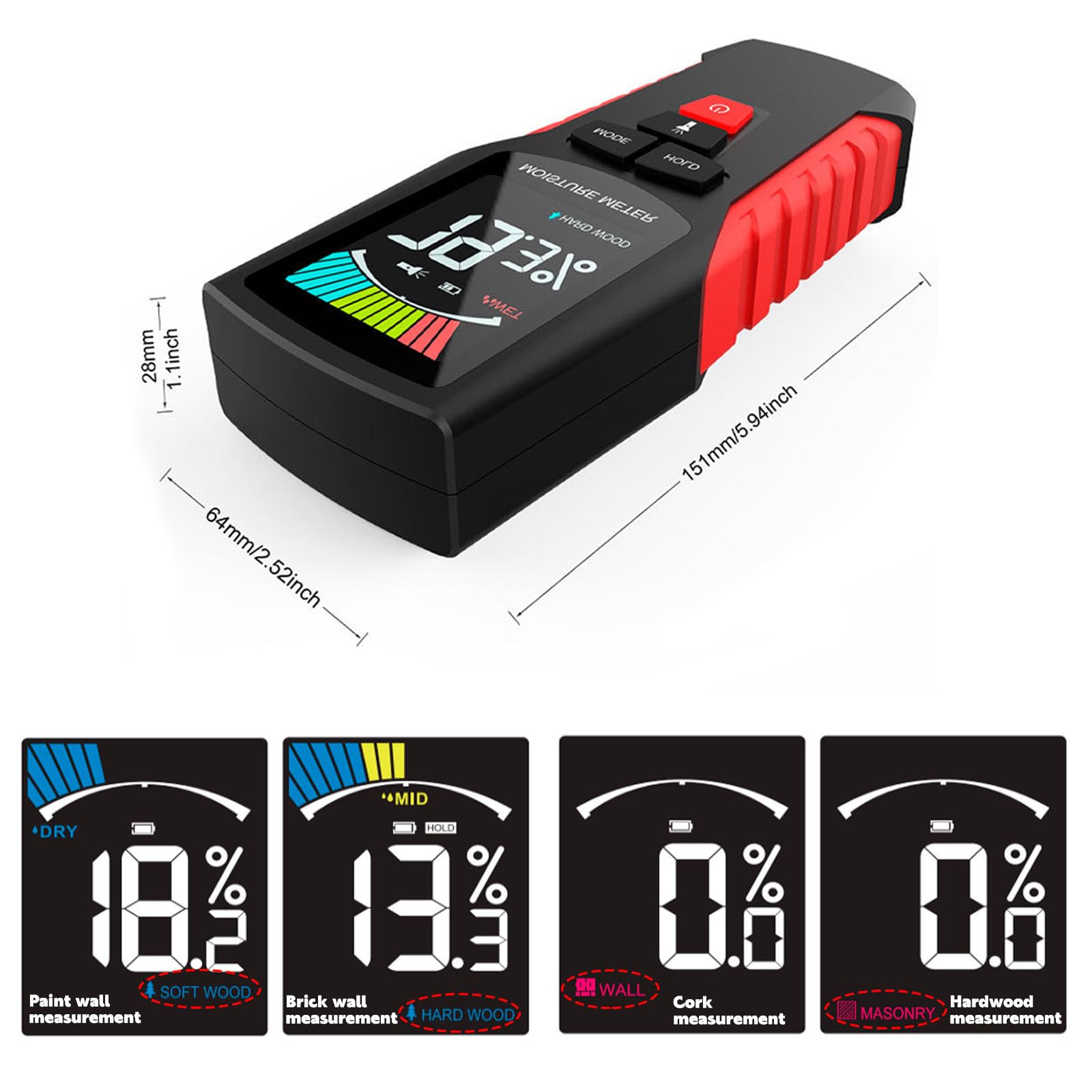 Feuchtigkeitsmessgerät Kugelform - Zerstörungsfrei Für Wand, Holz, Beton