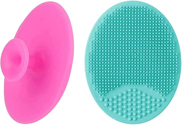 Facial Cleansing Brush Silicone Face Massager Brush Face Scrub Pads for Exfoliating, Anti-Aging Skin Cleanser and Deep Exfoliator Makeup Tool for All Skin Types (2 PCS Color Random)